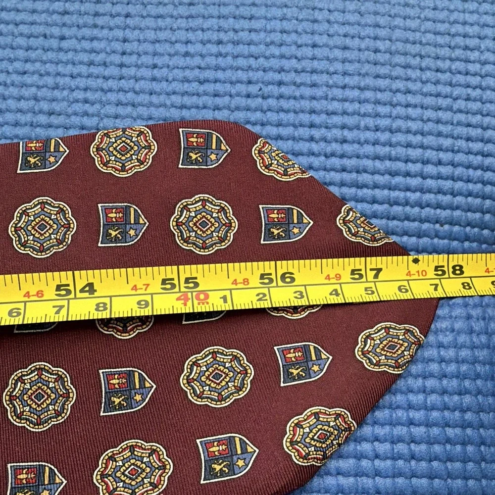 Vintage Tommy Hilfiger Men's Italian Silk USA MADE 1/2 Burgundy/Green 58